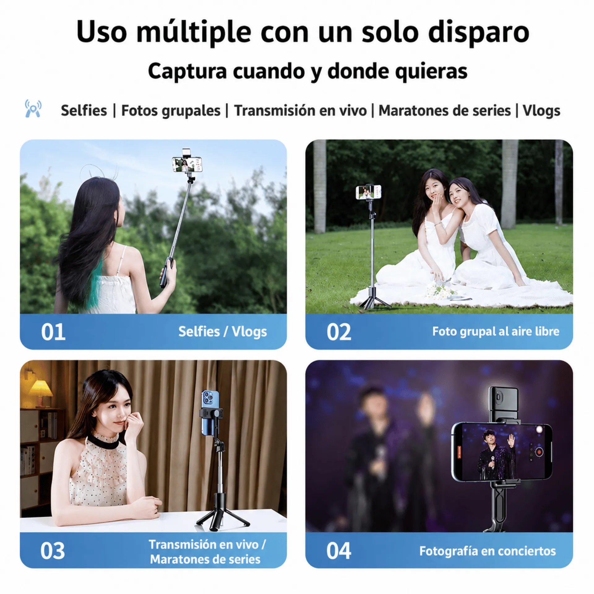 Trípode Palo Selfie Bluetooth Extensible Con Rotación 360° Baihuo City MY-7797
