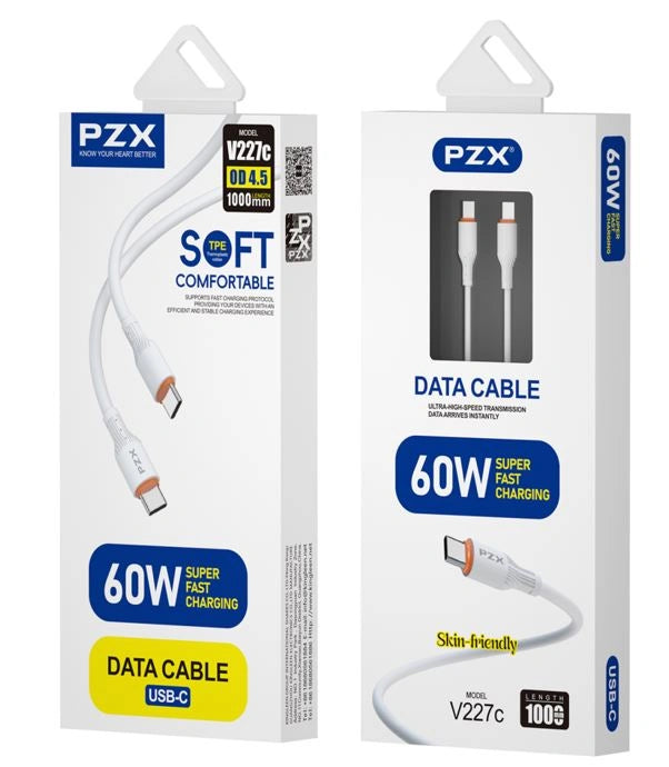 Cable PZX de Carga  Typec a Typec en TPE Flexible Tipo Soft V227C