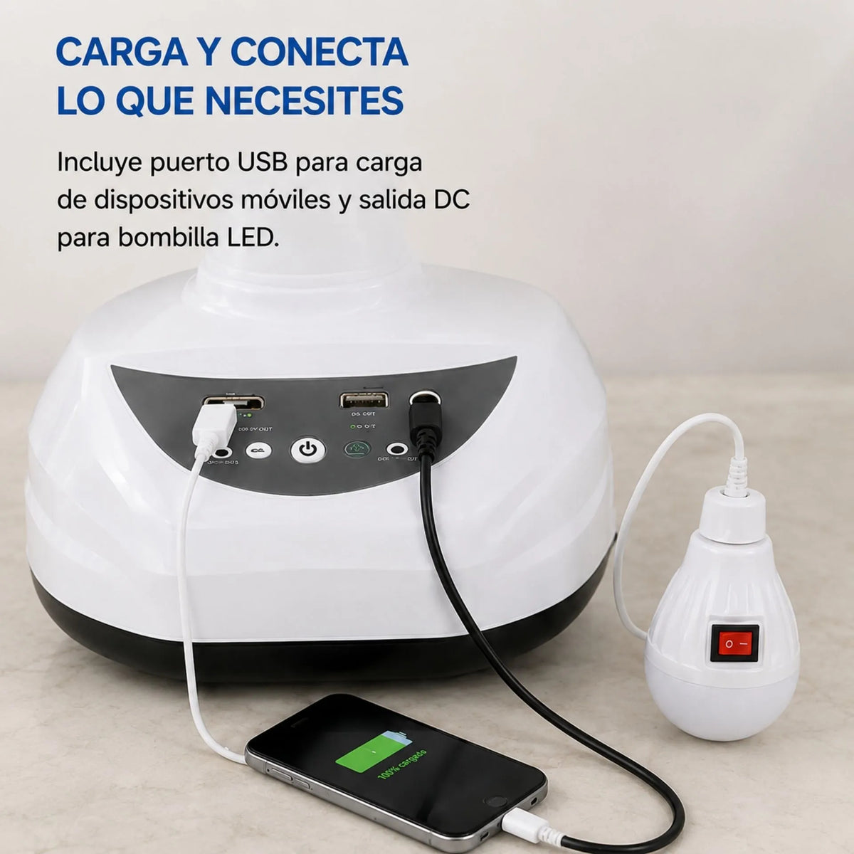 Ventilador De Mesa Recargable 12 Pulgadas Con Panel Solar Beck Play BP-V147S