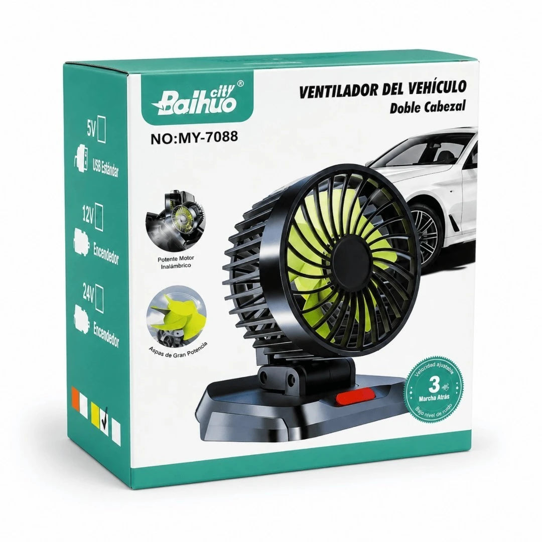 Ventilador Para Carro Con Conexión A Cigarrera Y Rotación 360° Baihuo City MY-7088