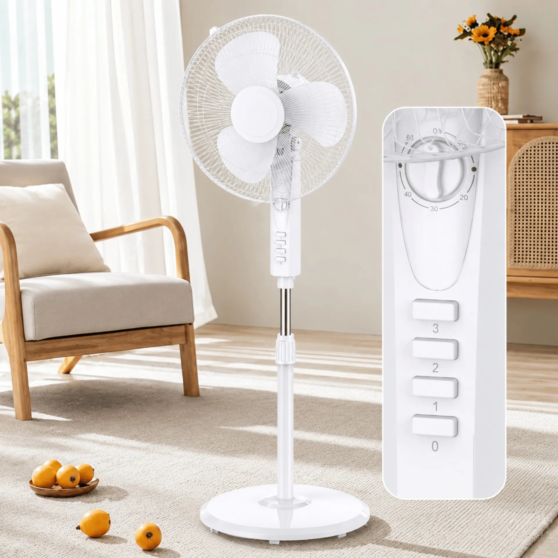 Ventilador De Pedestal Winning Star 16" Con Oscilación, Altura Ajustable y 3 Velocidades ST-2142