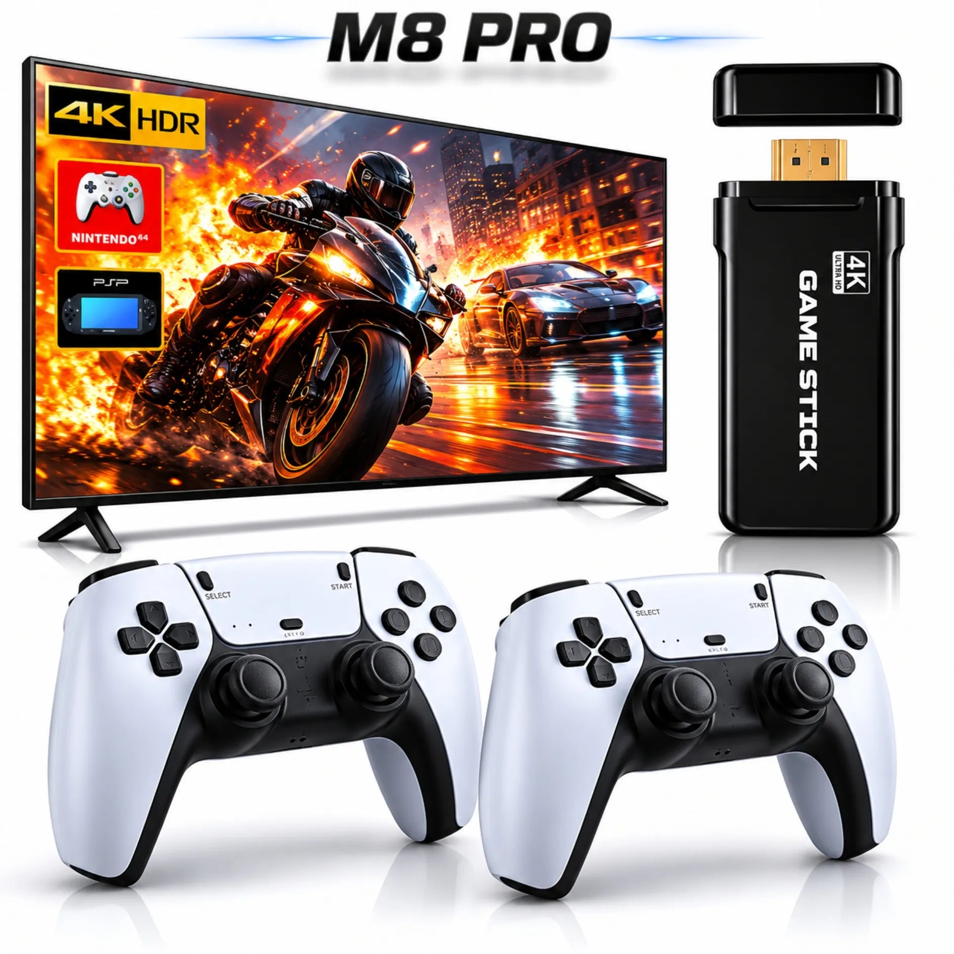 Videojuego De Mano Game Stick 4K Ultra HD Con 2 Controles M8 PRO