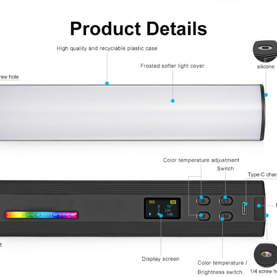 Barra de Luz Recargable Para Videos RGB W200 B2B