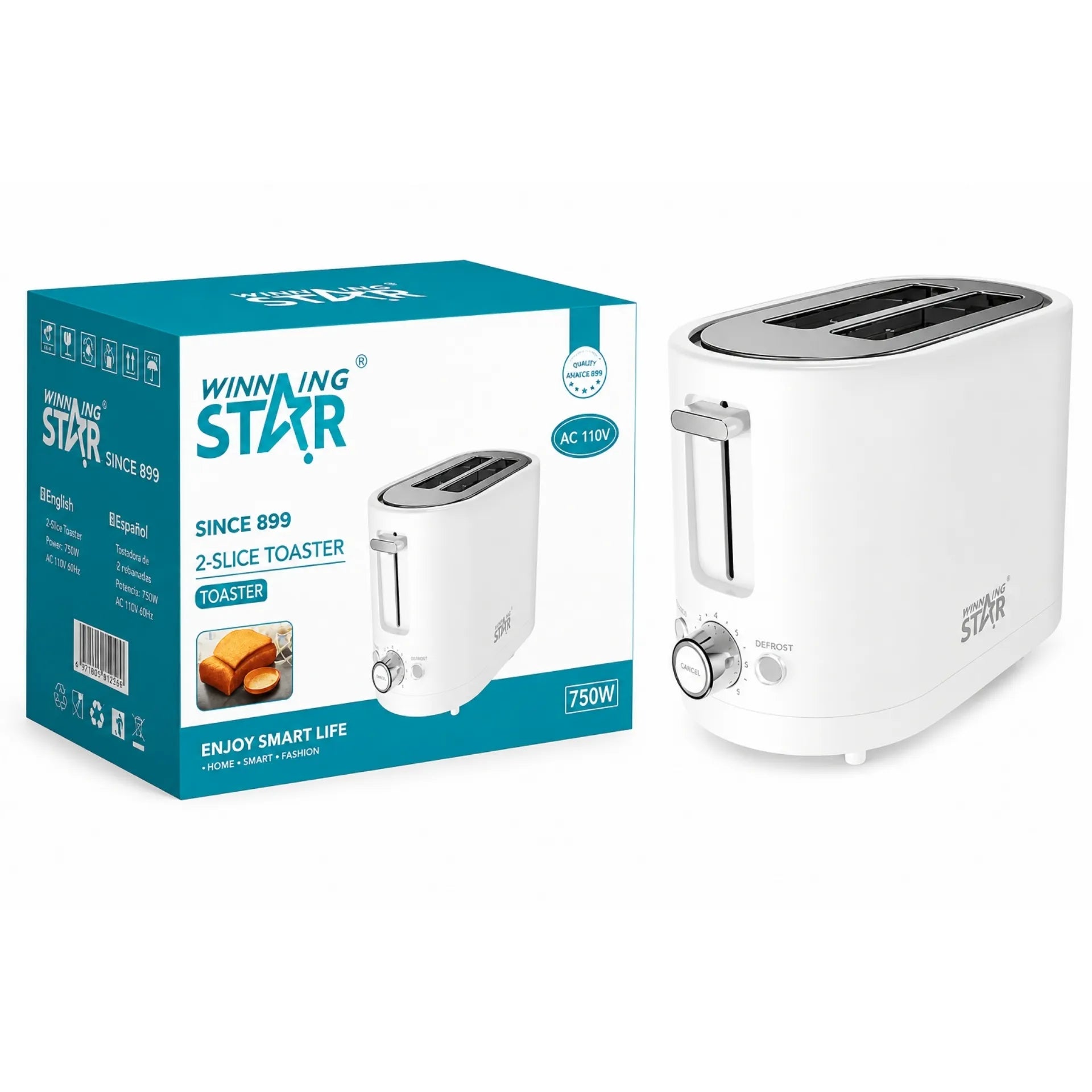 Tostadora Eléctrica Winning Star Con 2 Ranuras, Control De Tostado y Función Descongelar ST-2101