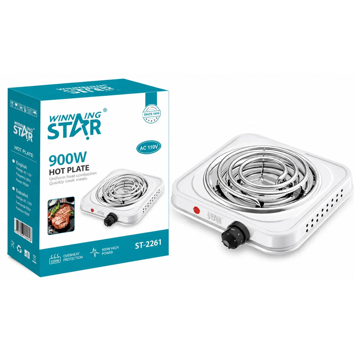 Estufa Eléctrica Portátil 1000W Con Control De Temperatura Y Protección Winning Star ST-2261