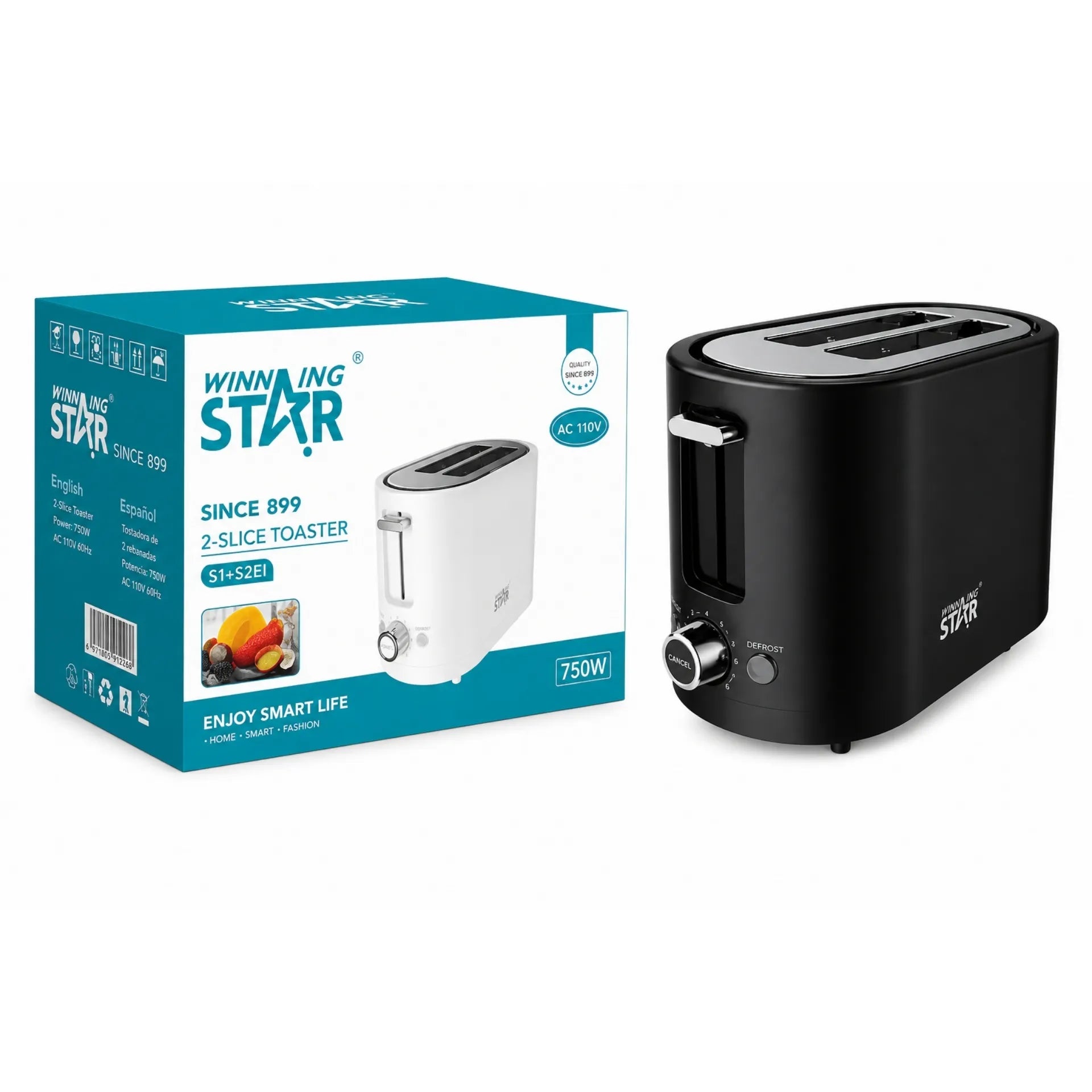 Tostadora Eléctrica Winning Star Con 2 Ranuras, Control De Tostado y Función Descongelar ST-2101