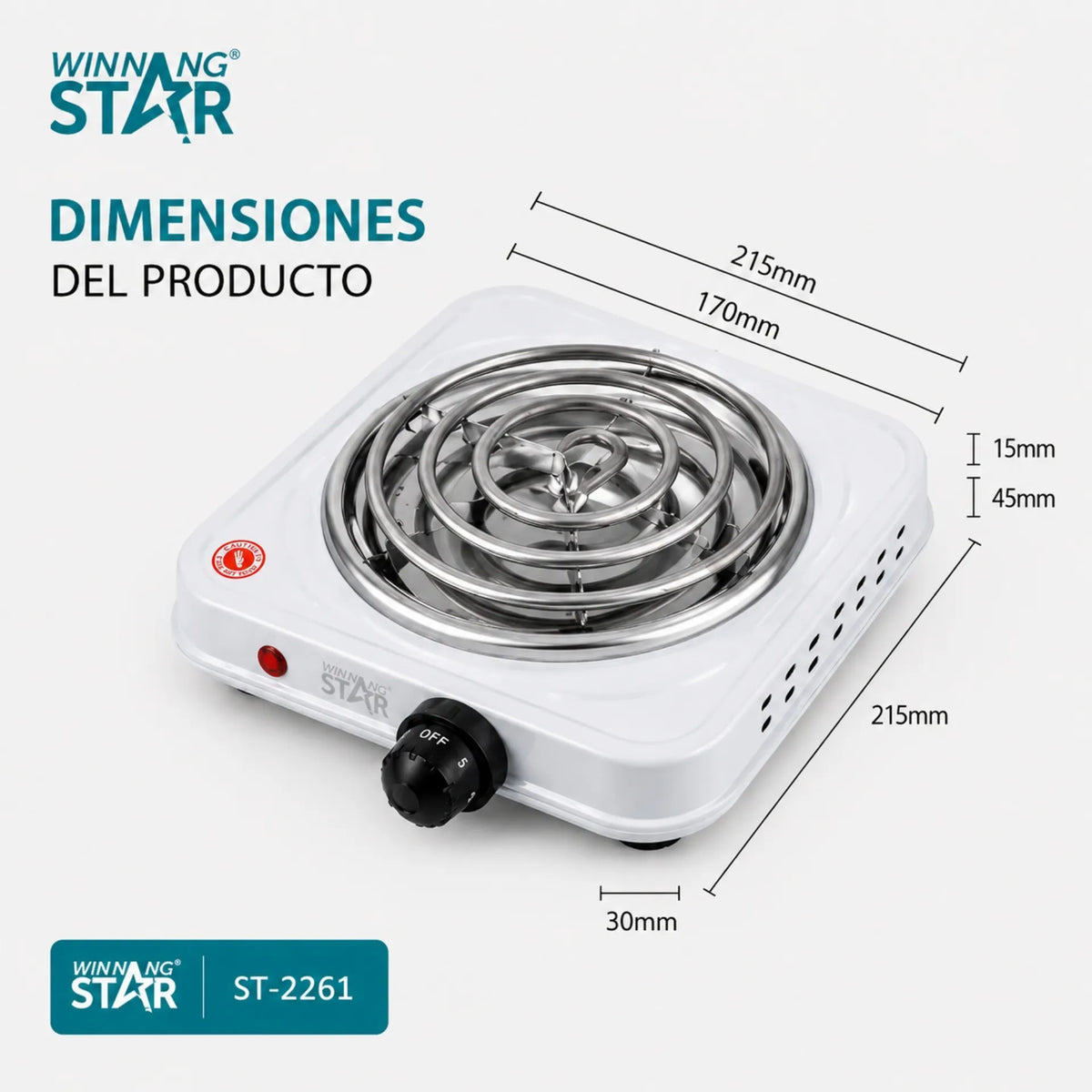 Estufa Eléctrica Portátil 1000W Con Control De Temperatura Y Protección Winning Star ST-2261