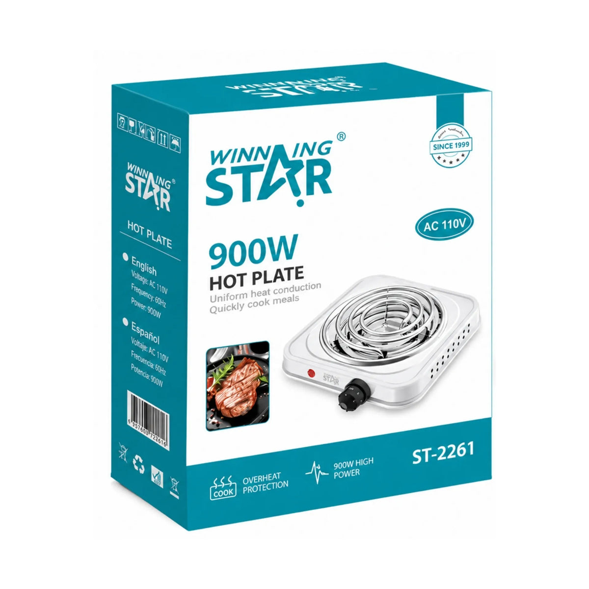 Estufa Eléctrica Portátil 1000W Con Control De Temperatura Y Protección Winning Star ST-2261