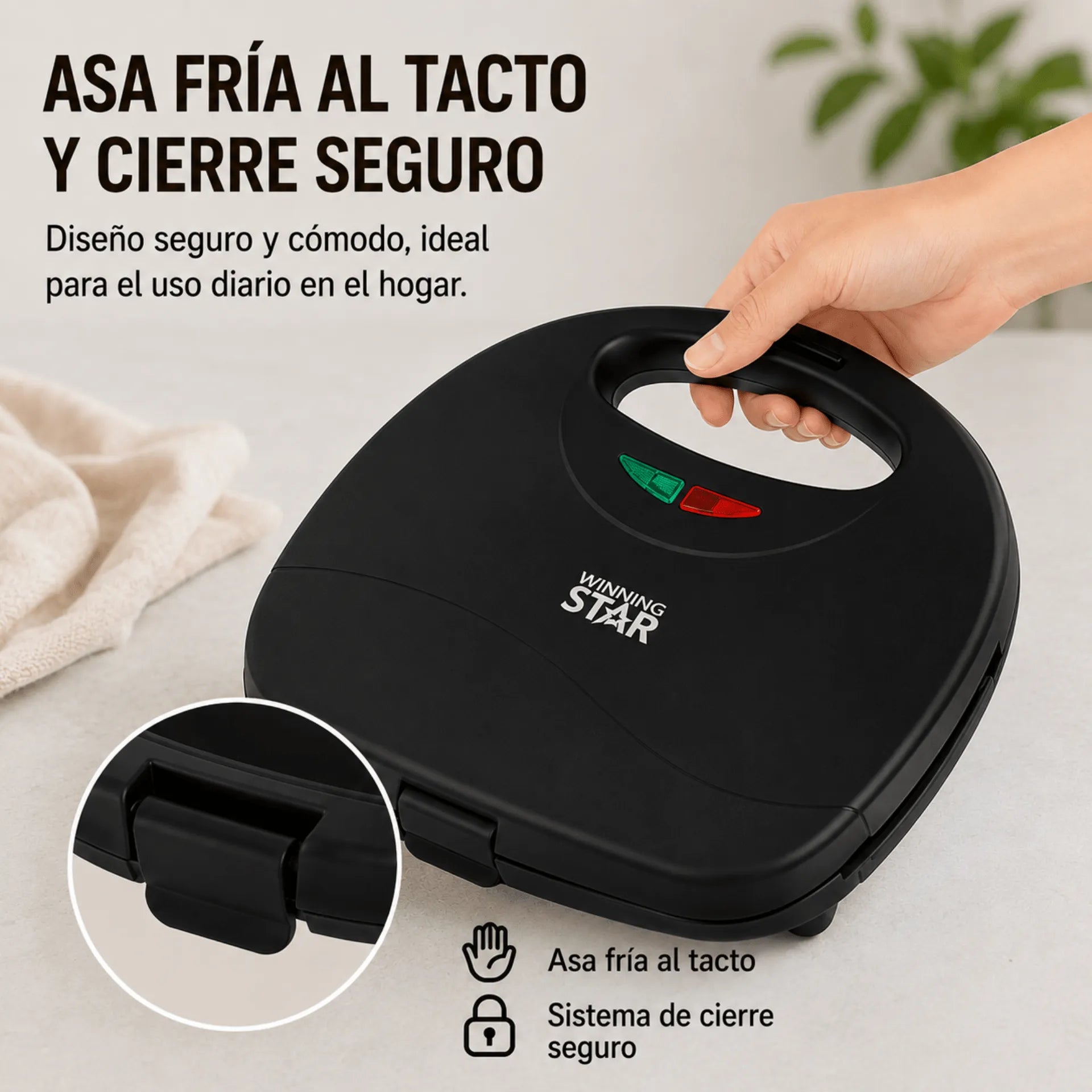 Waflera Winning Star Con Doble Molde Antiadherente y Potencia de 750W ST-2121