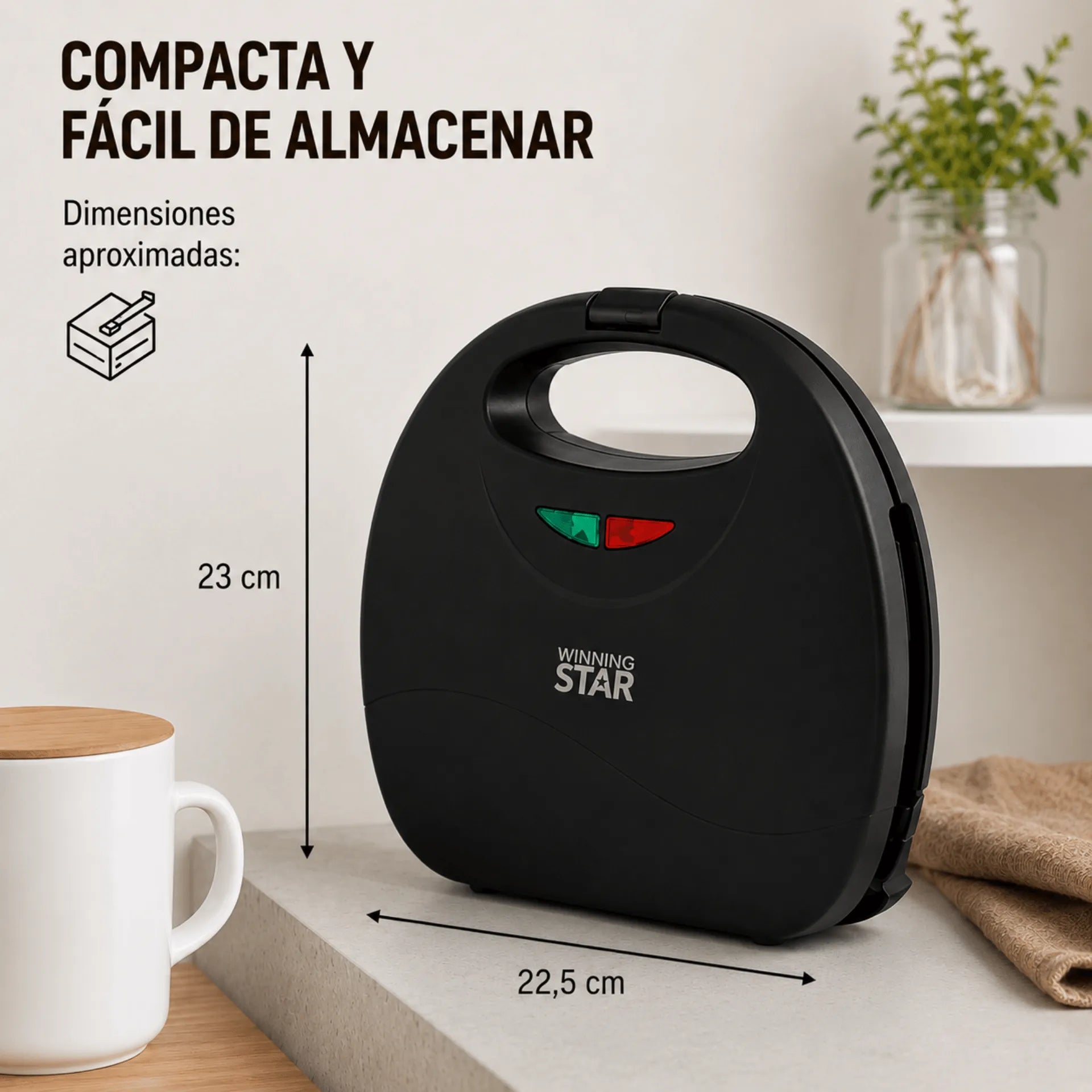 Waflera Winning Star Con Doble Molde Antiadherente y Potencia de 750W ST-2121
