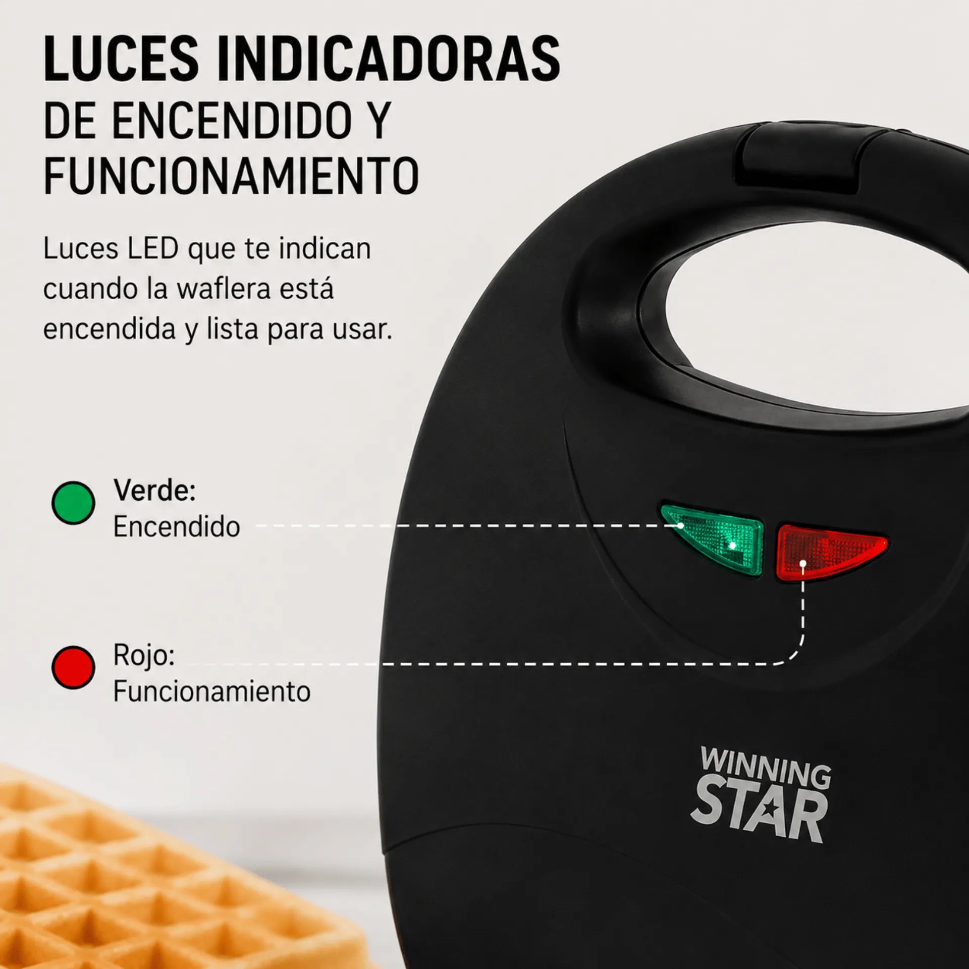 Waflera Winning Star Con Doble Molde Antiadherente y Potencia de 750W ST-2121