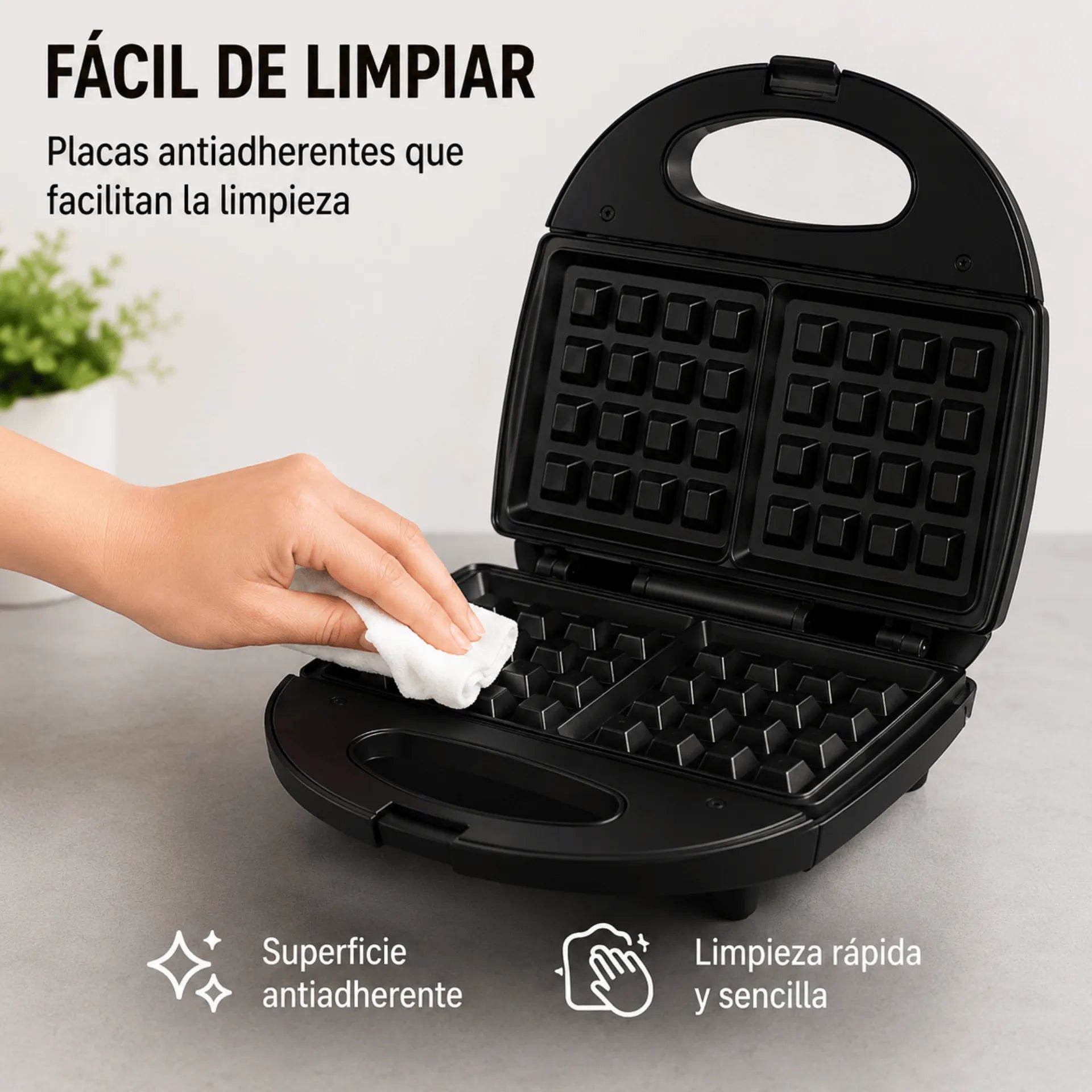 Waflera Winning Star Con Doble Molde Antiadherente y Potencia de 750W ST-2121
