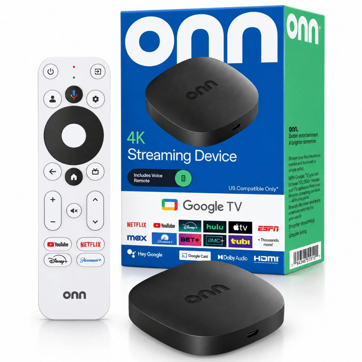 Watch ONN Original Dispositivo Streaming 4K Con Google TV, Control Por Voz Y Google Cast onn. B2B