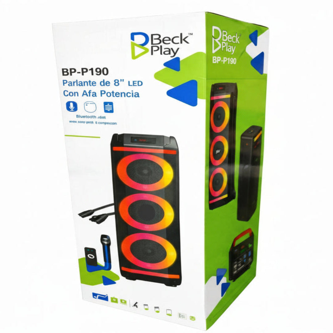 Cabina De Sonido Beck Play Con Potencia de 150w y Bocina de 8" x3 BP-P190