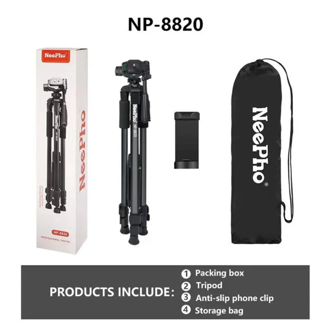 Tripode Nephoo Con Nivel Burbuja y Mastil Para Paneo Con Altura Ajustable P-8820