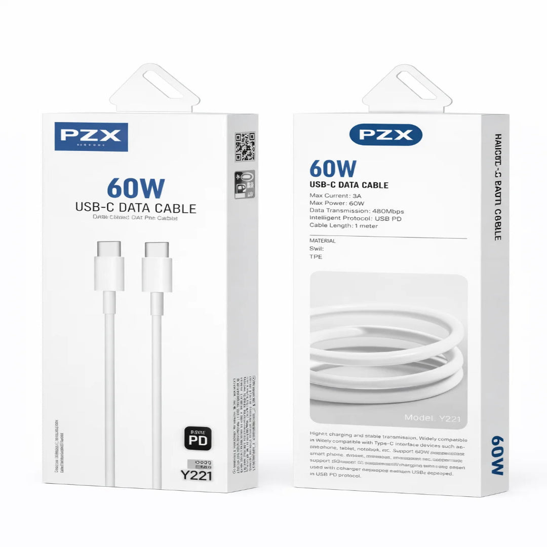 Cable PZX Con Potencia De 60w Typec a Typec Ideal Para Carga Rapida V231
