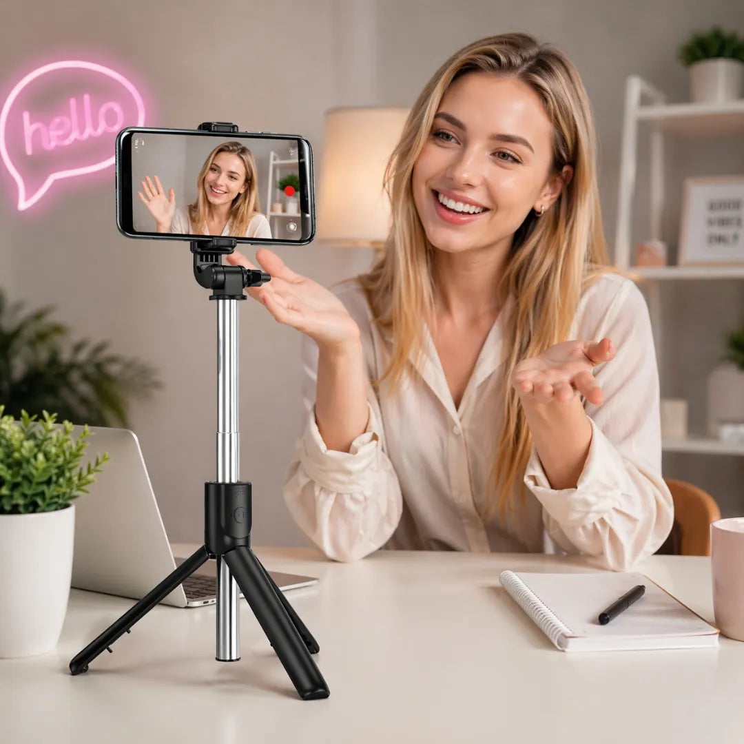 Trípode Para Celular 3 En 1 Con Control Bluetooth Y Palo Selfie Ajustable Baihuo City MY-7189