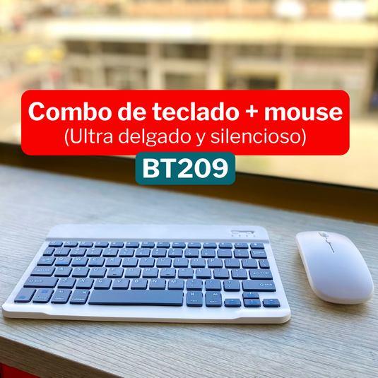 Combo Teclado Mouse Inalambrico Recargable Bluetooth BT209 ¡Envio Gratis!
