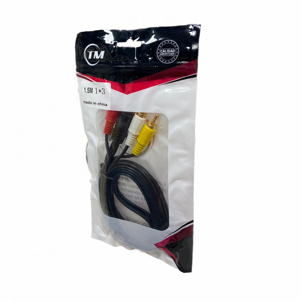 Cable De Audio 1X3 terminal rojo blanco negro y amarillo