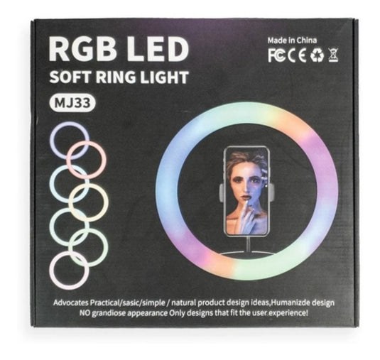 Aro de Luz LED RGB Colores 33CM Incluye Tripode 2.1M