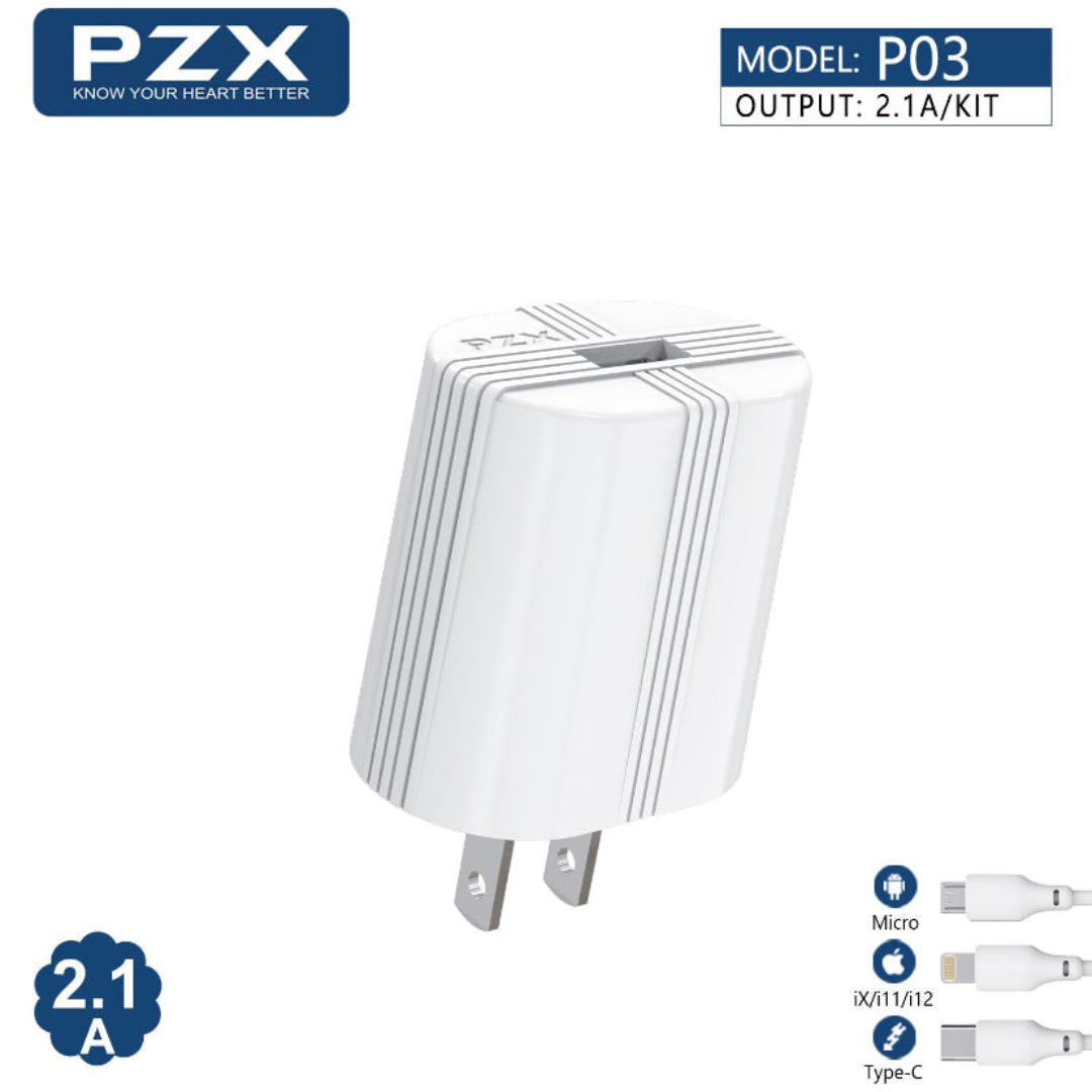 Cargador Para Celular 2.1A PZX P03 B2B