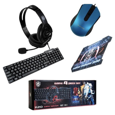 Combo teclado, mouse, diadema, mousepad K20