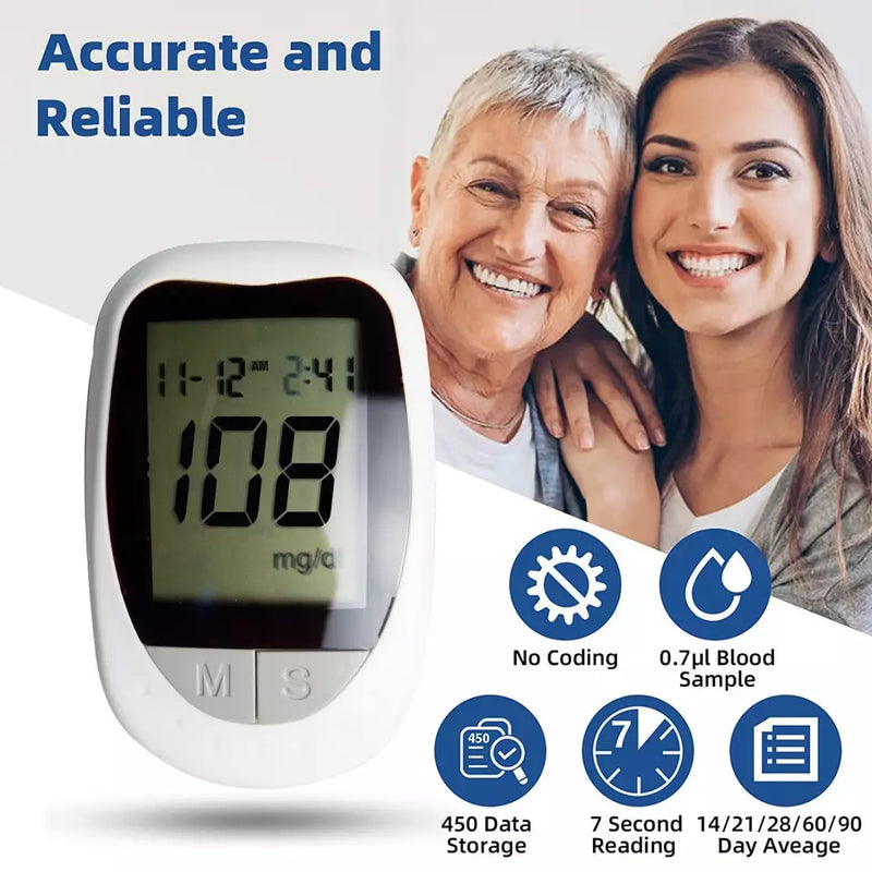 Cargue la imagen en el visor de la galería, Kit Glucómetro para la Diabetes + 50 tiras de prueba + 50 Agujas KH-100
