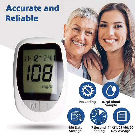 Kit Glucómetro para la Diabetes + 50 tiras de prueba + 50 Agujas KH-100