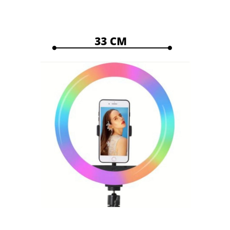 Cargue la imagen en el visor de la galería, Aro de Luz LED RGB Colores 33CM Incluye Tripode 2.1M
