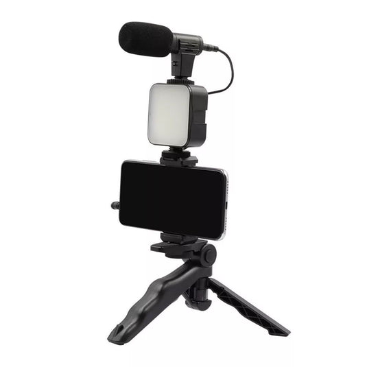 Trípode estabilizador de cámara con microfono y luz AY-49 Envio Gratis